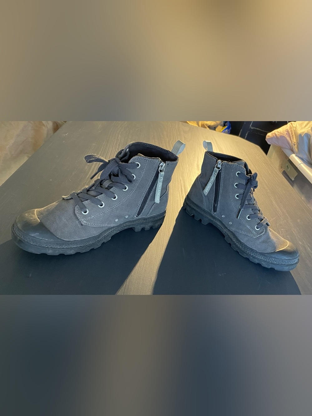 Womens 8 (Men’s 6) Gray Canvas zip-up Chukka Boots by Palladium - Picture 3 of 11